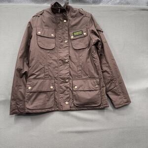 Barbour International Jacket Women's XS Brown Flyweight Waxed Cotton Belted